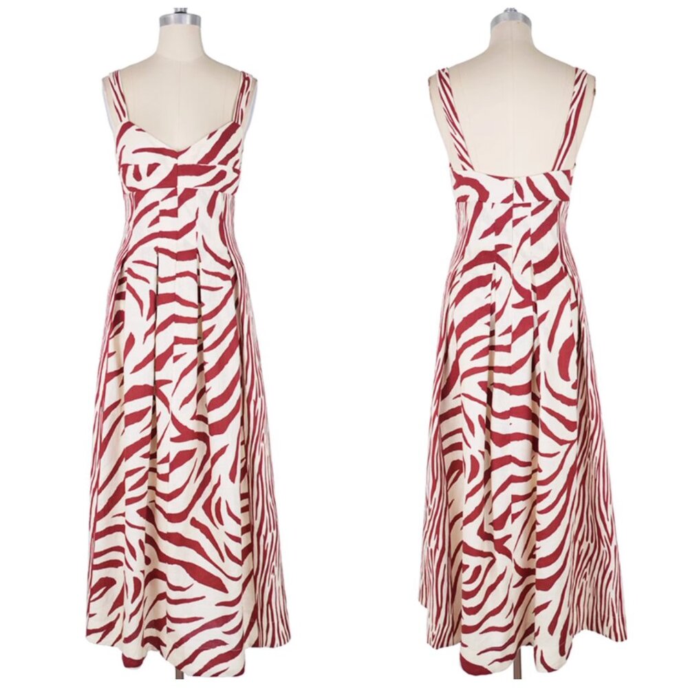 NWT NICHOLAS Selene Linen Maxi Dress Sz4/6 Brick Toledo Print - Picture 4 of 7